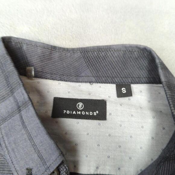 7 Diamonds Premium Gray Windowpane Long Sleeve Button Down - Small Casual - Picture 2 of 9